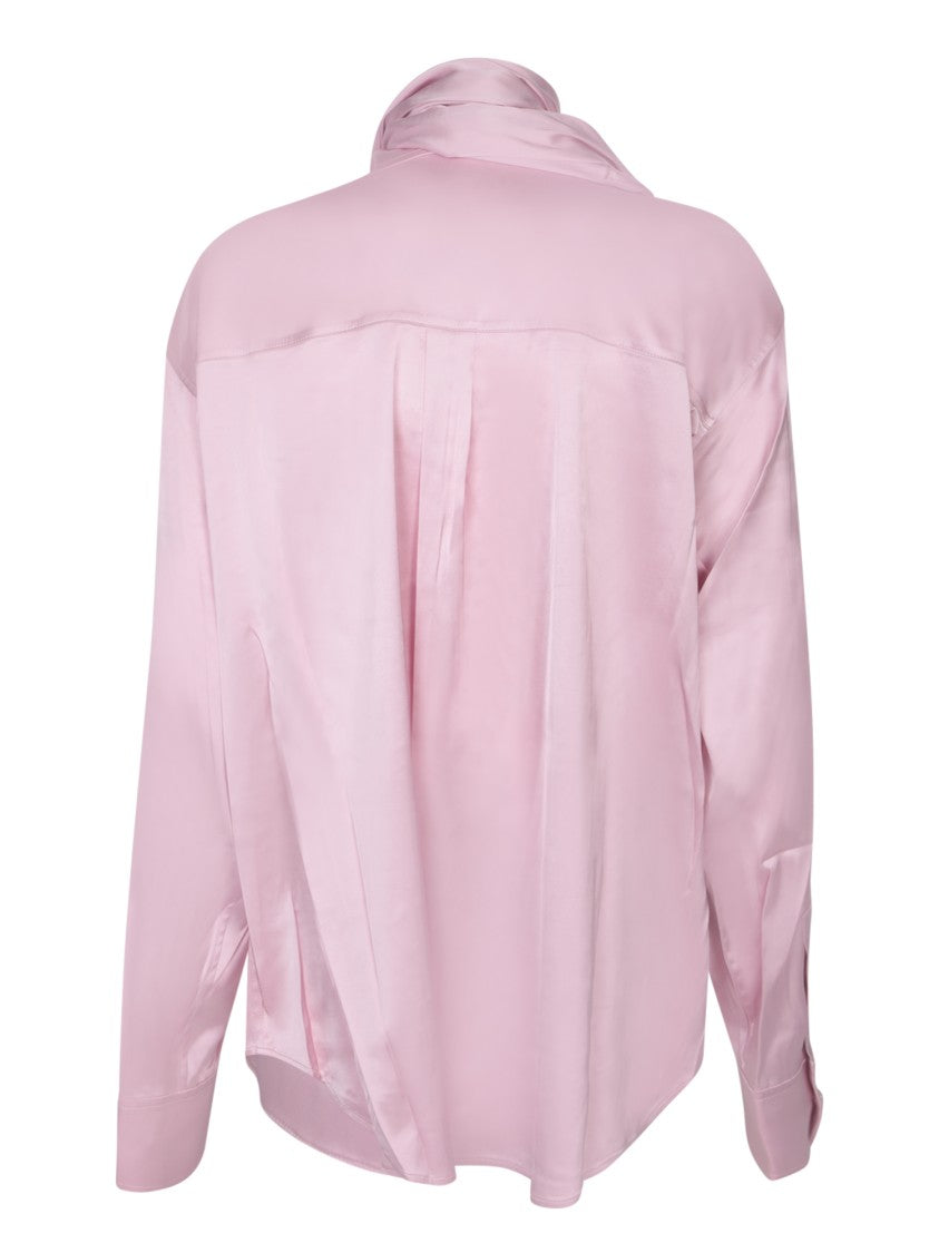 Acne Studios Silk-Finish Long-Sleeved Top With Scarf Detail