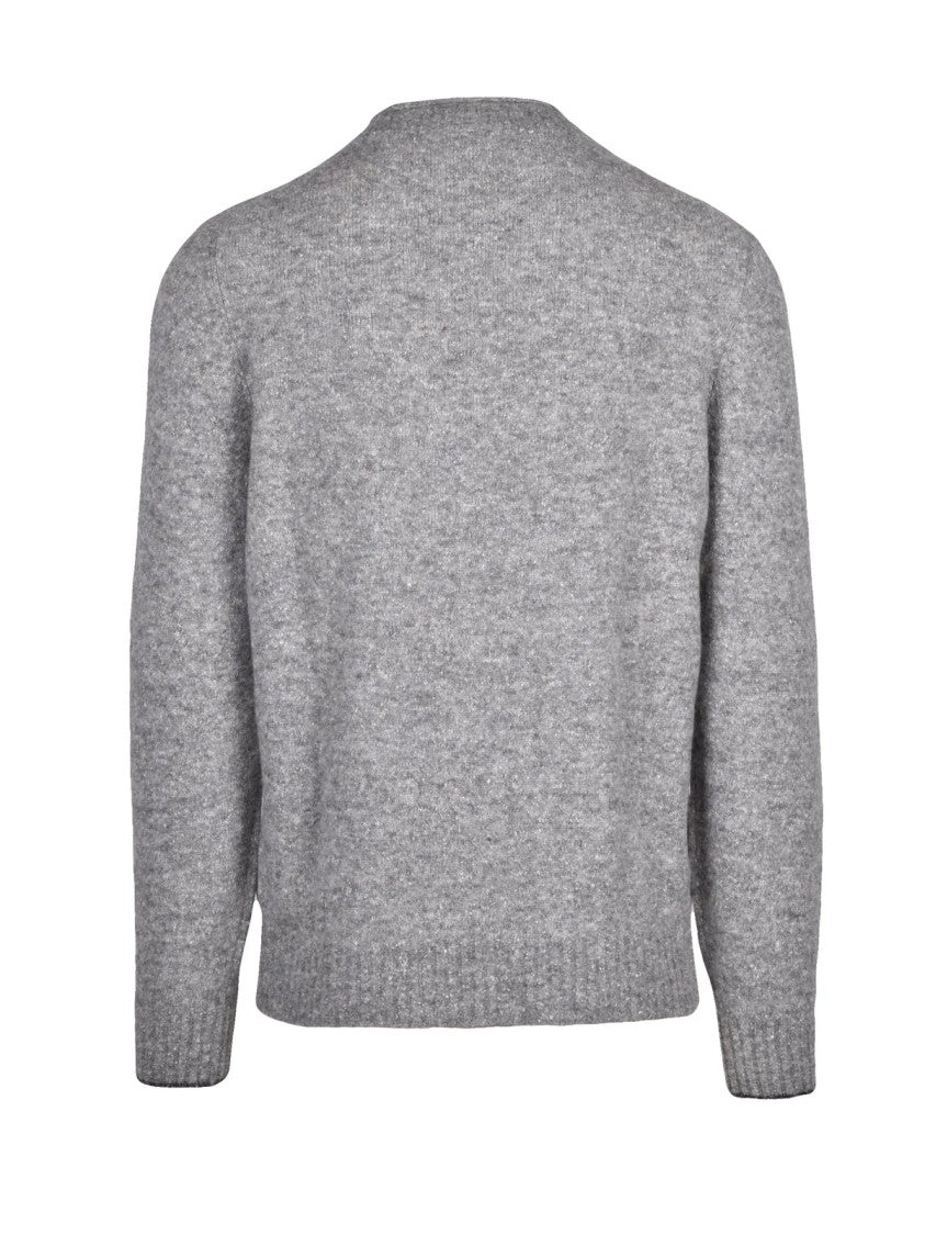 Brunello Cucinelli Grey Bound Neck Alpaca-Blend Sweater