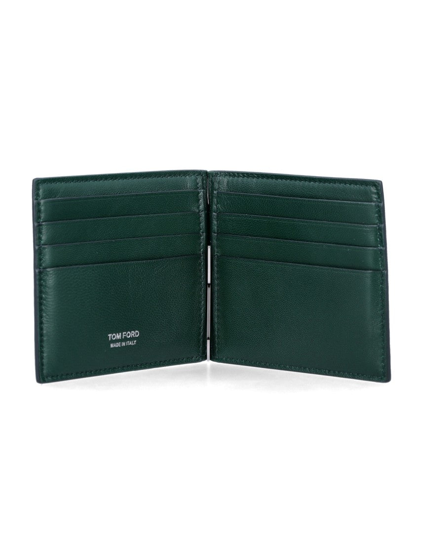 Tom Ford Crocodile-Embossed Leather Money Clip Wallet
