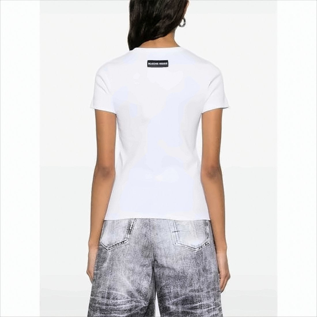 Marine Serre Fitted Short-Sleeve Organic Cotton T-Shirt With Embroidered Detail