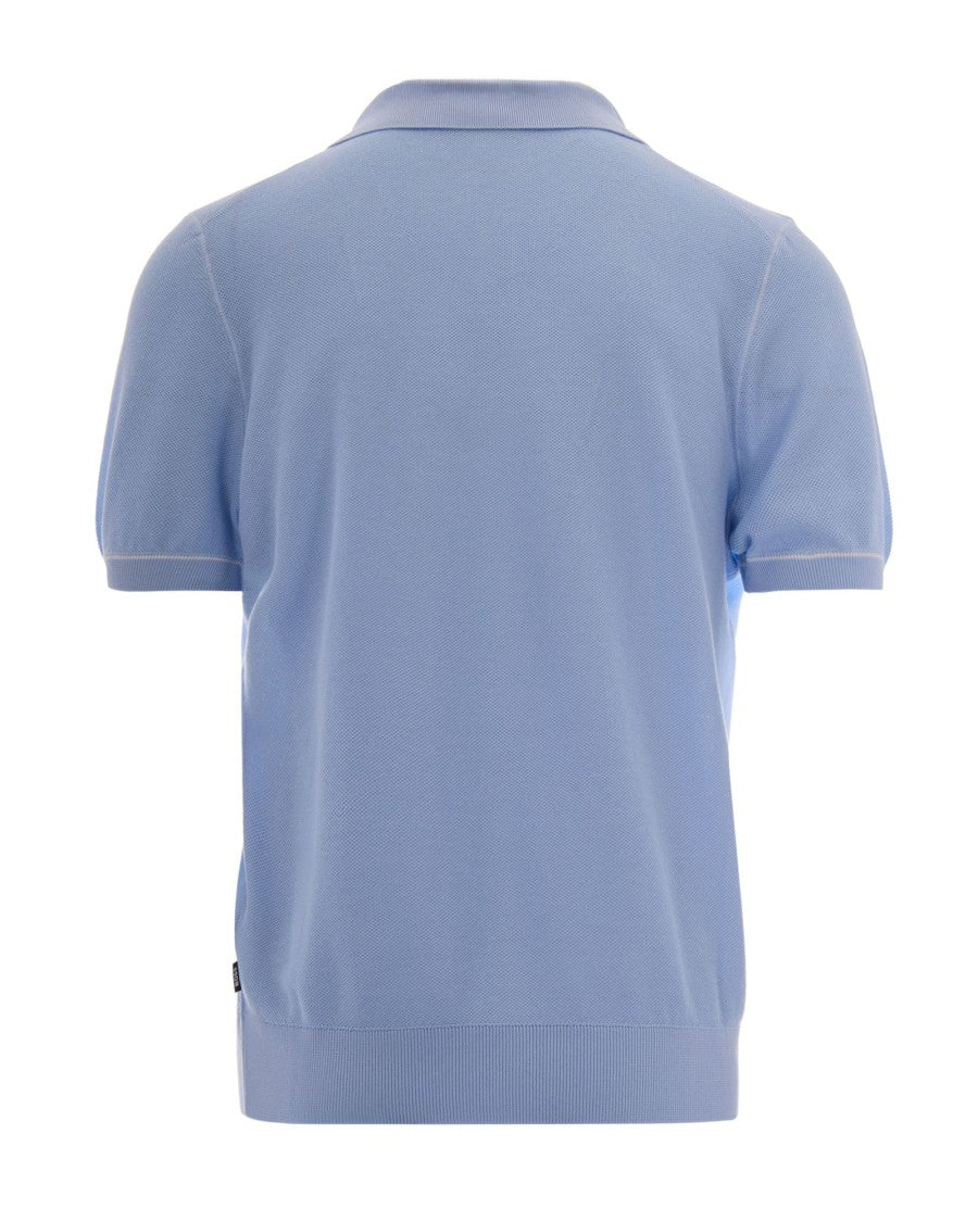 Boss Short-Sleeved Light Pastel Blue Polo With Classic Collar