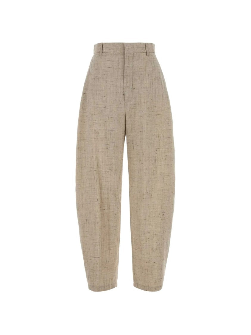 Moschino Beige Loose Fitting Textured Viscose Cropped Pants