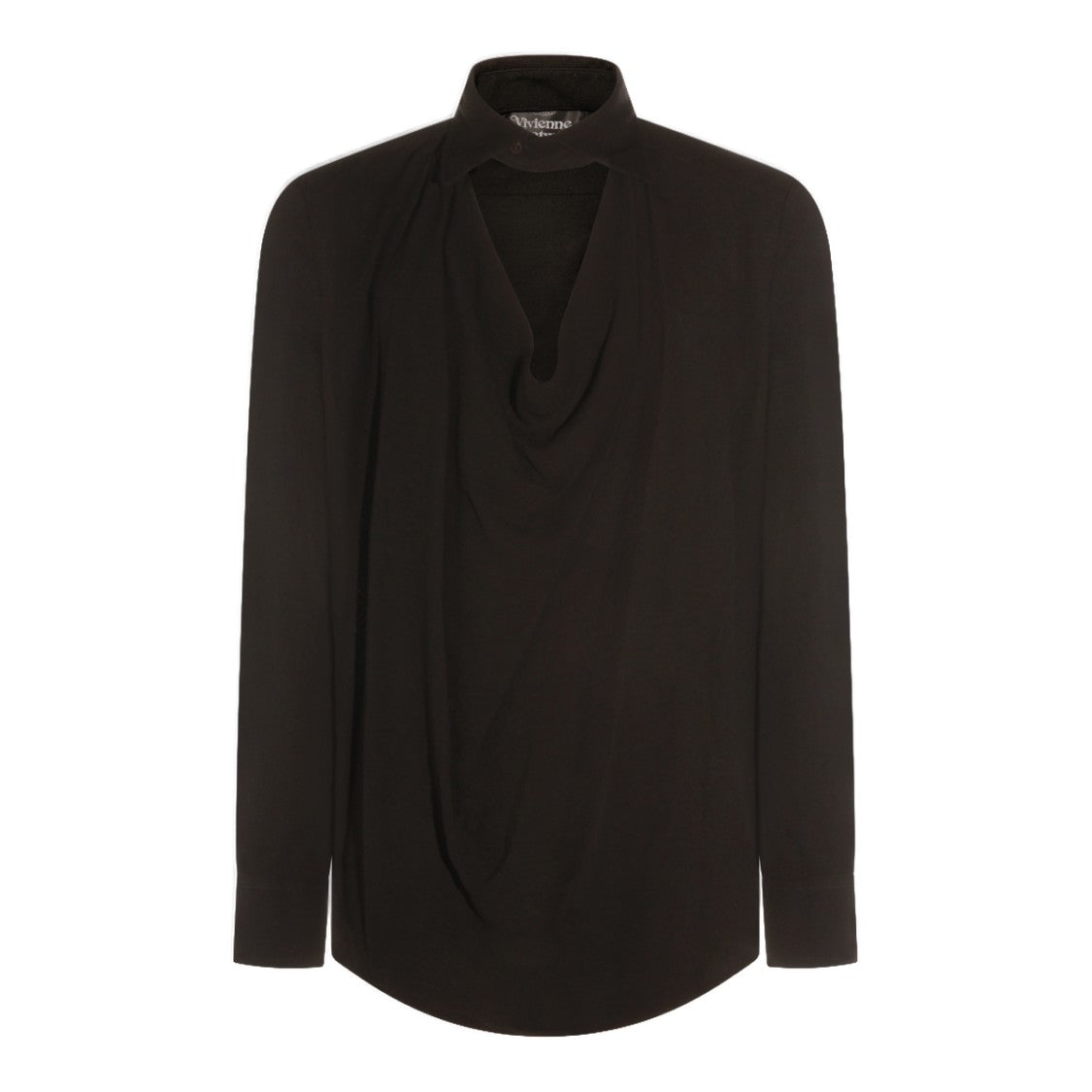 Vivienne Westwood Long-Sleeve Black Shirt With Draped Neckline