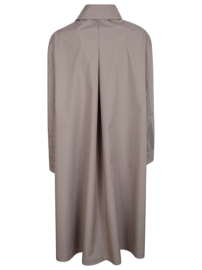 Herno Dove Grey Short Coat With Classic Collar And Concealed Button Placket