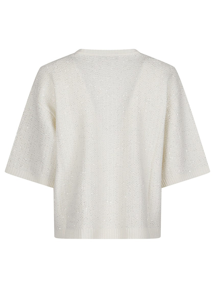 Fabiana Filippi Round Neck Cropped Virgin Wool-Blend Sweater