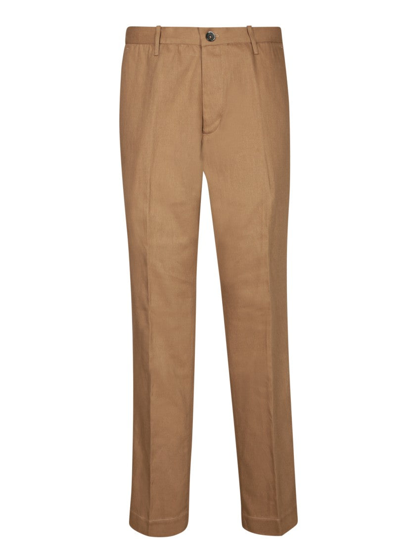 Nine In The Morning Tailored Beige Trousers With Button Closure