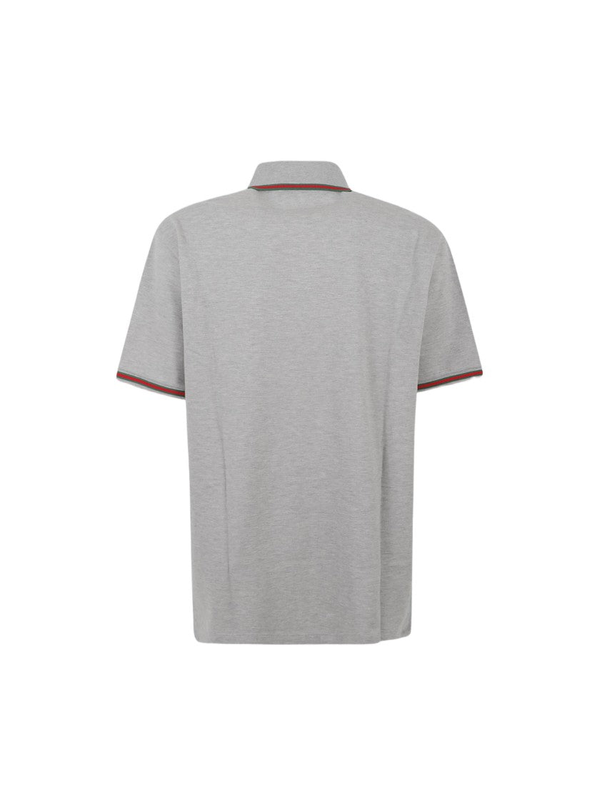 Gucci Grey Short-Sleeve Polo With Textured Fabric