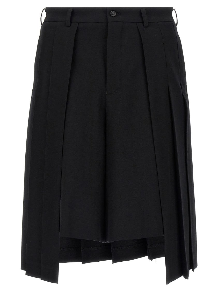 Comme Des Garçons Pleated Wide-Leg Bermuda Shorts
