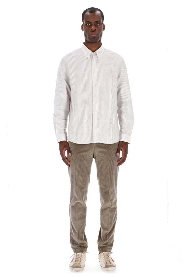 A.P.C. Standard Fit Cotton Piquet Striped Shirt