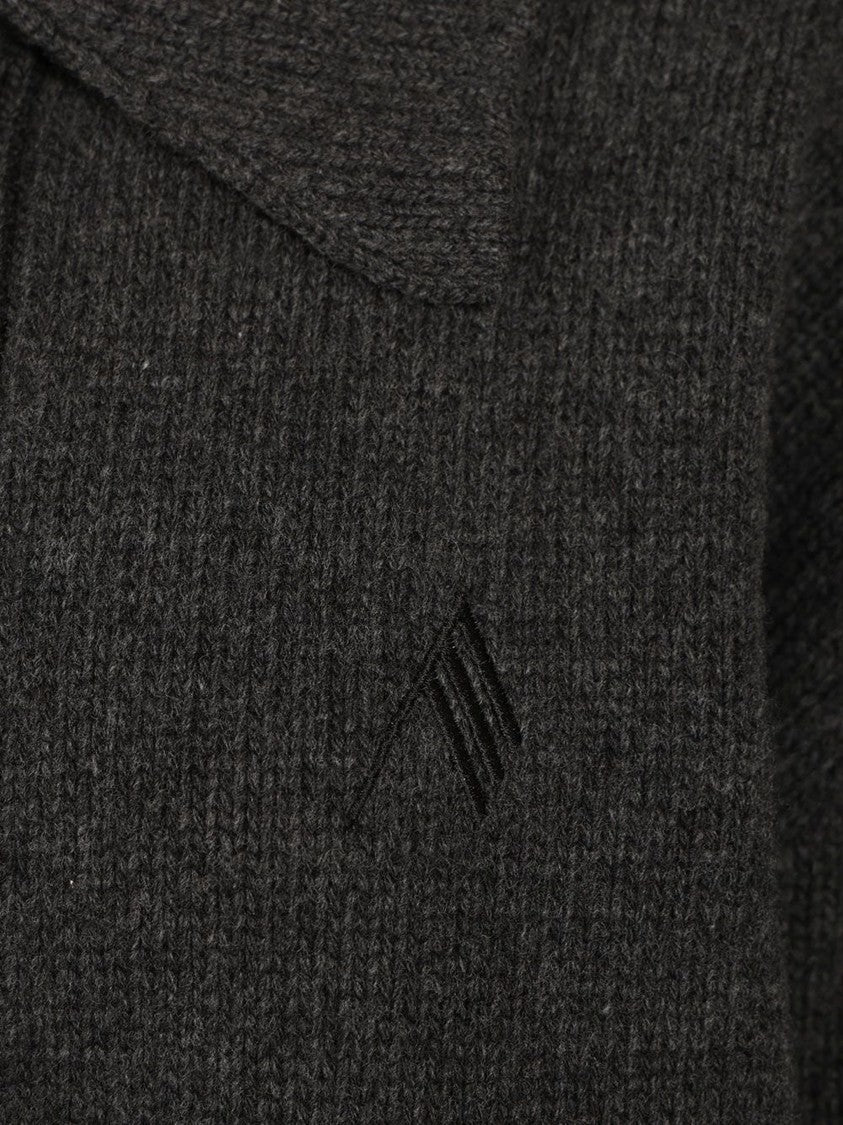 The Attico Charcoal Button-Down Embroidered Knit Cardigan