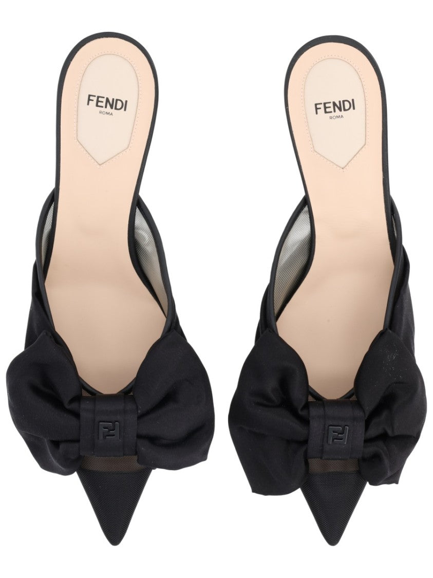Fendi Colibrì Pointed-Toe Bow Sabot Mules
