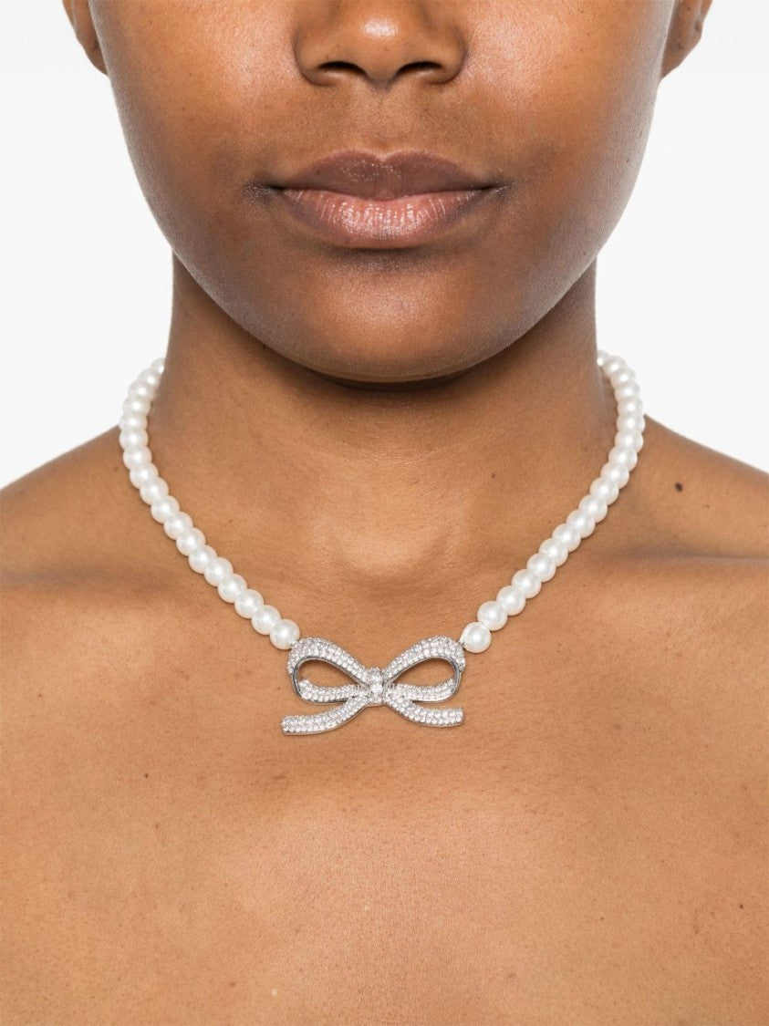 Self-Portrait Bow Paerl Necklace