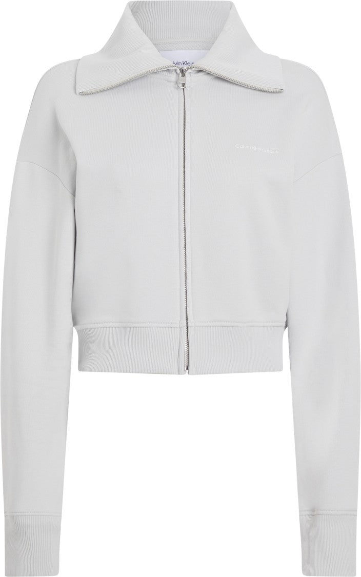Calvin Klein Cropped Square Cut Cardigan With Iridescent Logo