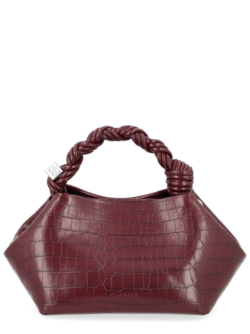 Ganni Bou Crocodile-Embossed Structured Tote Bag