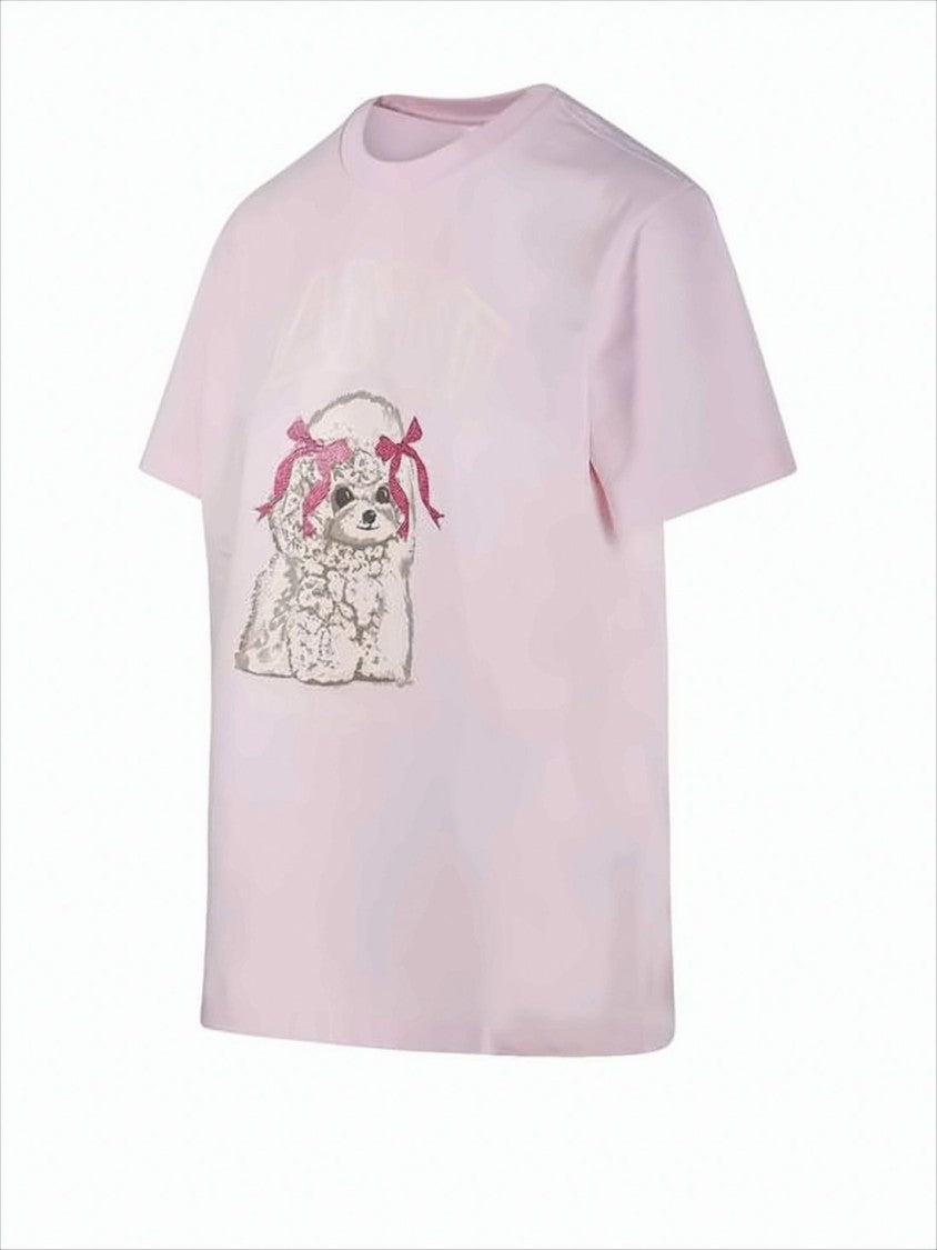 Ganni Short-Sleeve T-Shirt With Fluffy Dog Graphic