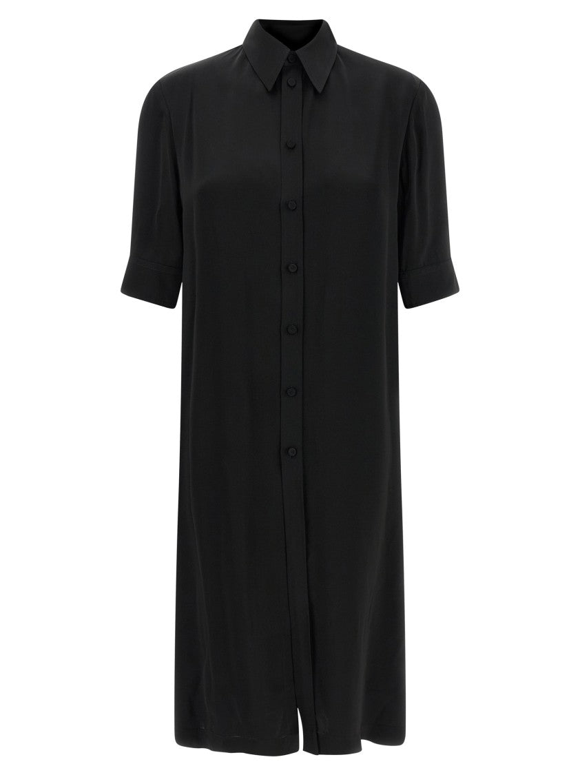 Jil Sander Fluid Viscose Long Shirt With Pointed Collar And Cuffed Sleeves