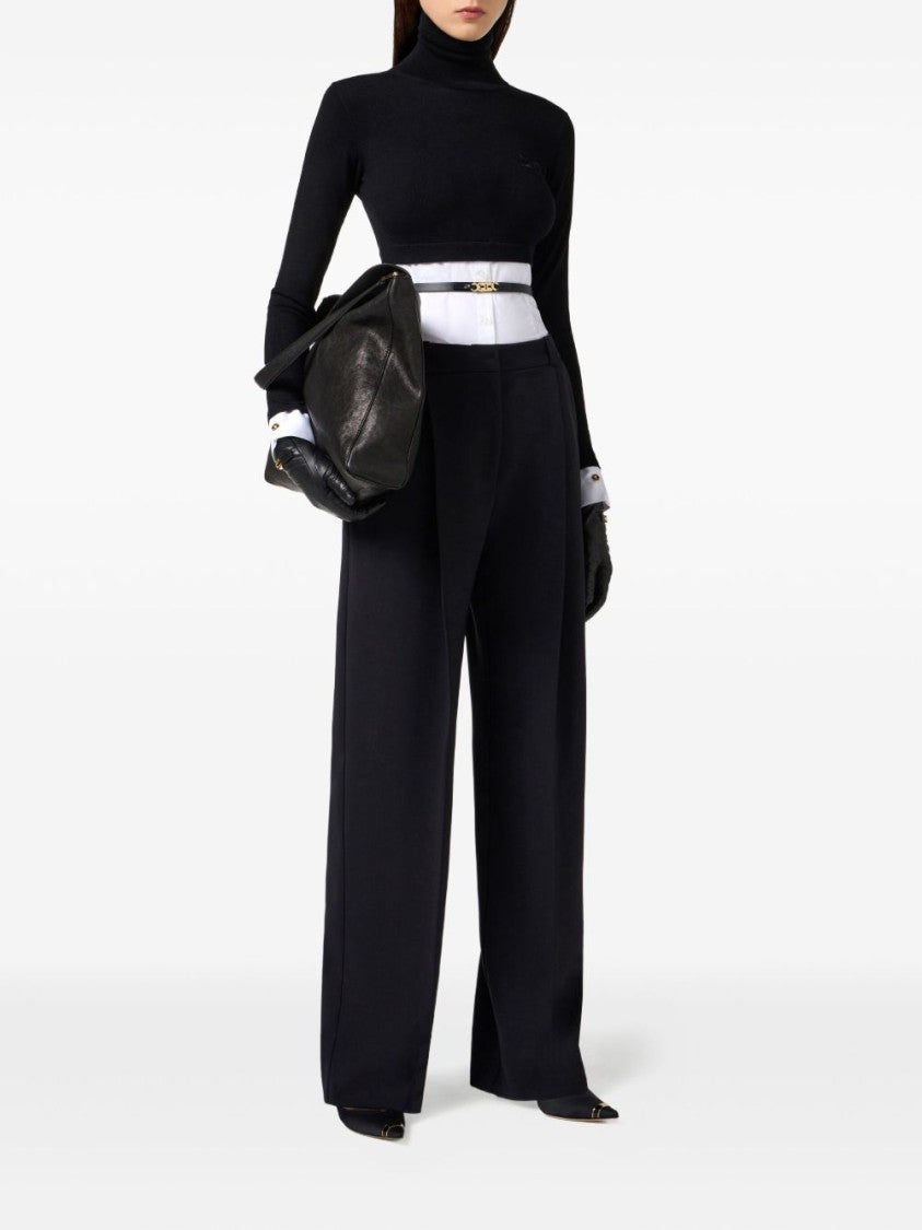 Elisabetta Franchi Layered Turtleneck Sweater With Shirt-Style Base