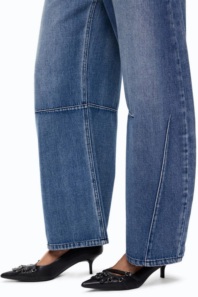 Pinko Blue Cotton Wide-Leg Jeans