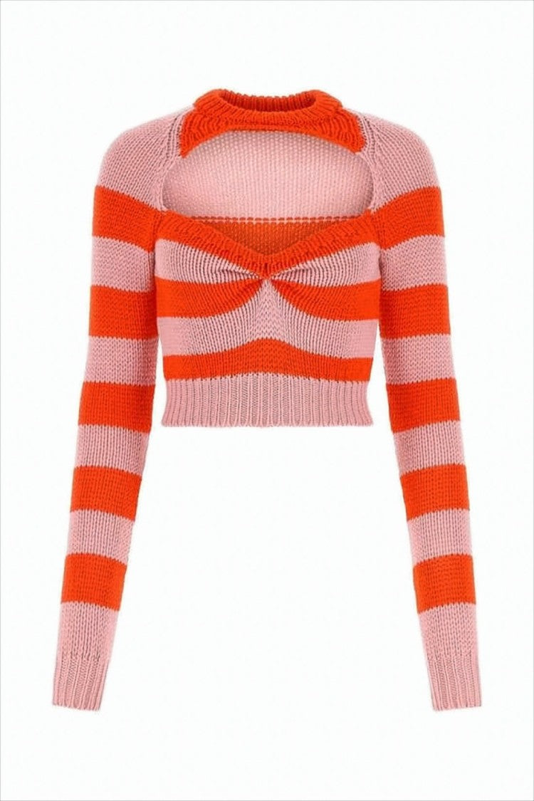 Marni Cropped Knit Sweater With Twisted Knot Detail