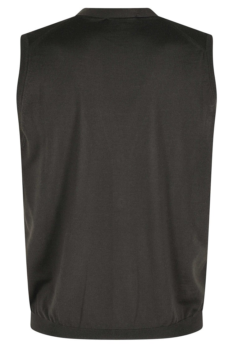 Filippo De Laurentiis Deep V-Neck Wool Gilet With Button Closure