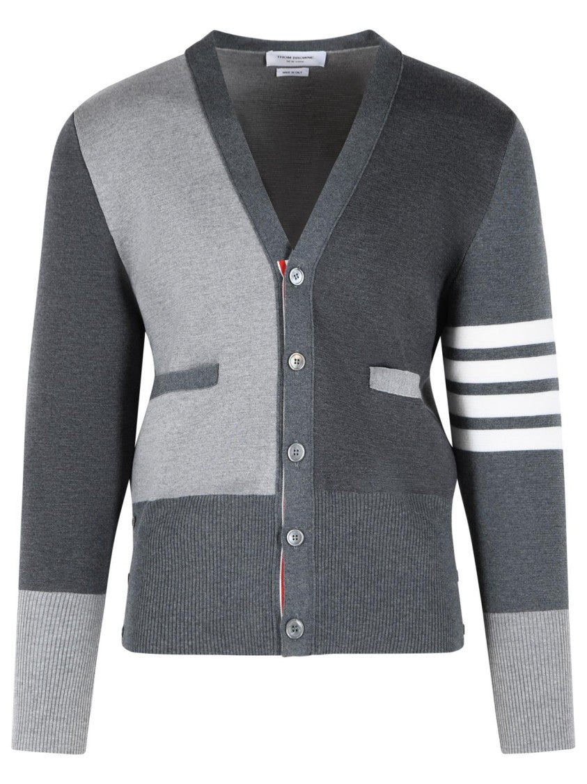 Thom Browne 'Fun Mix' Grey Merino Wool Cardigan