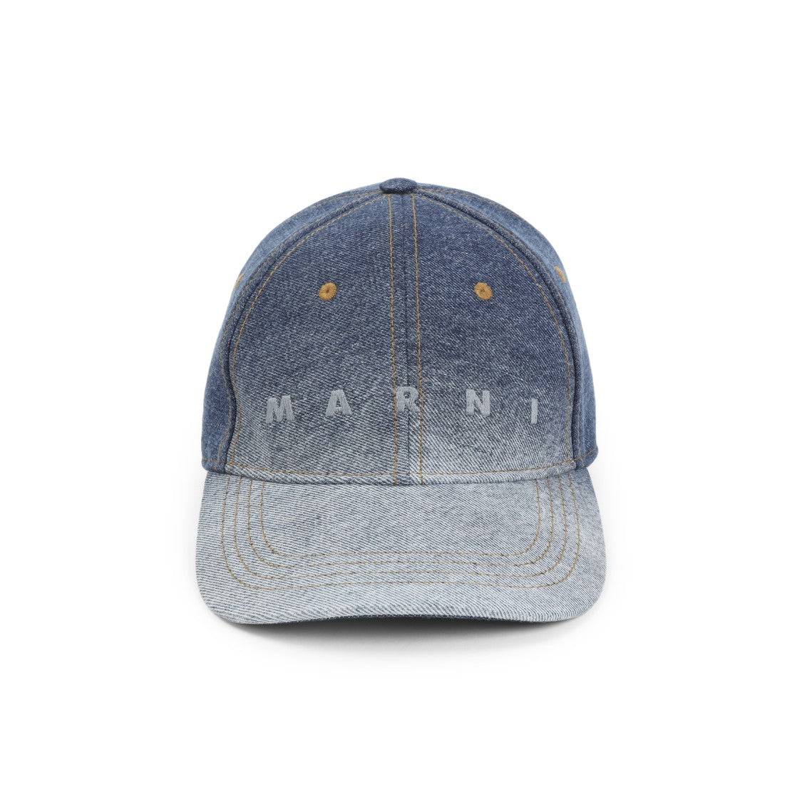 Marni Gradient Blue Denim Baseball Cap With Embroidered Detailing