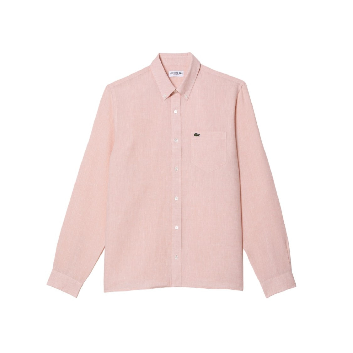 Lacoste Pink Linen Shirt With Straight Cut Collar