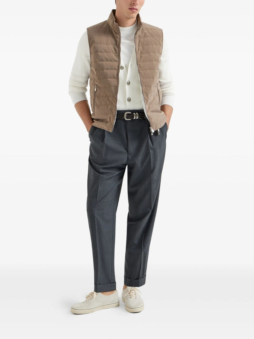 Brunello Cucinelli Quilted Horizontal Stitch Matte Gilet