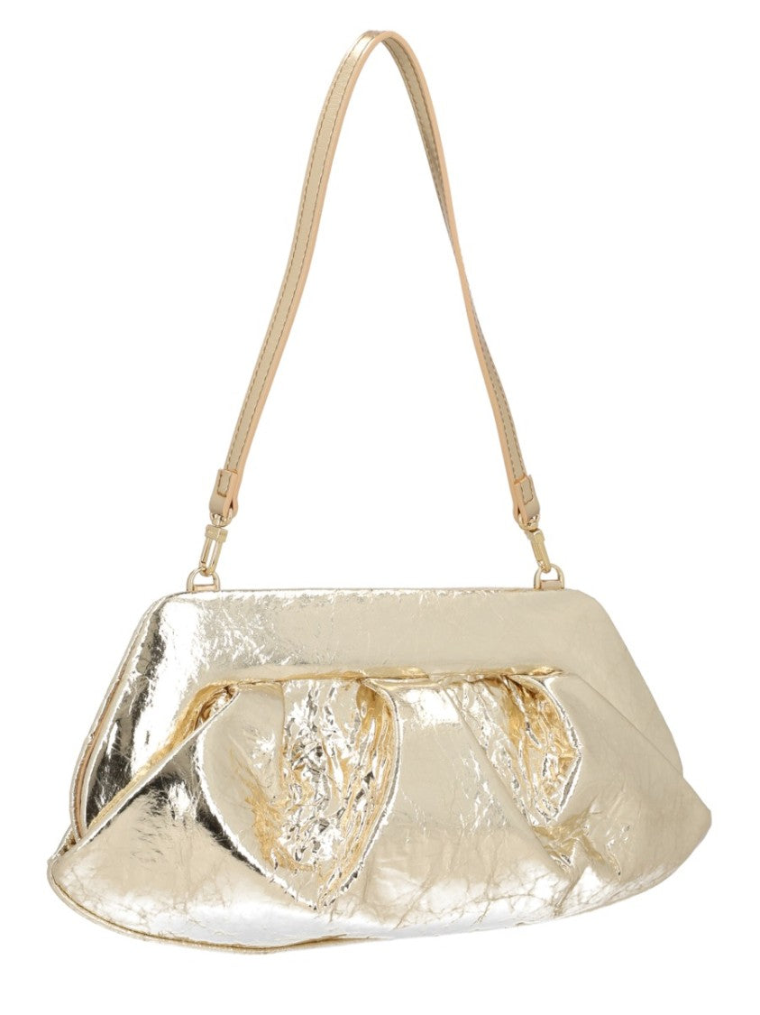 Themoirè Gold Metallic Crinkled Shoulder Bag