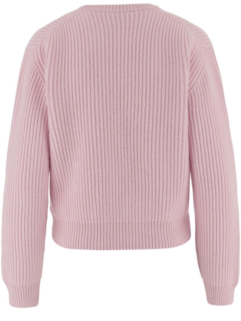 Jil Sander Pink Ribbed Knit Wool Sweater