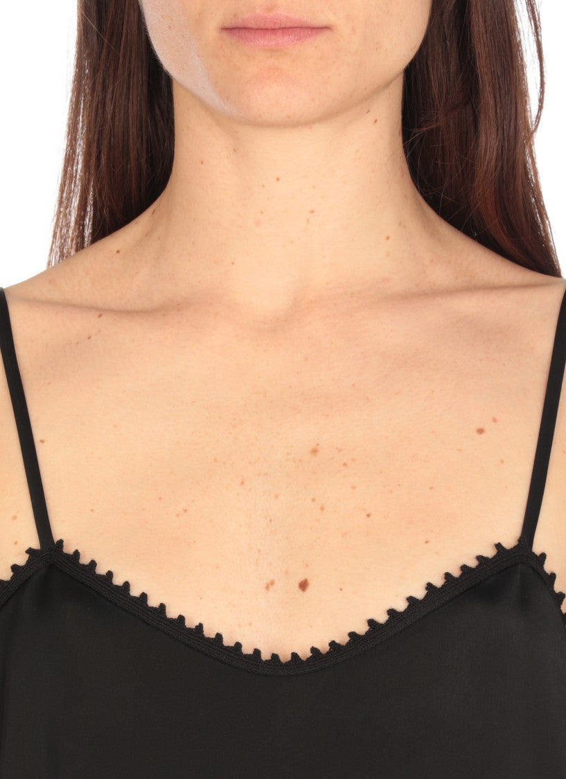 Fabiana Filippi Black Viscose Top With Scalloped Trim