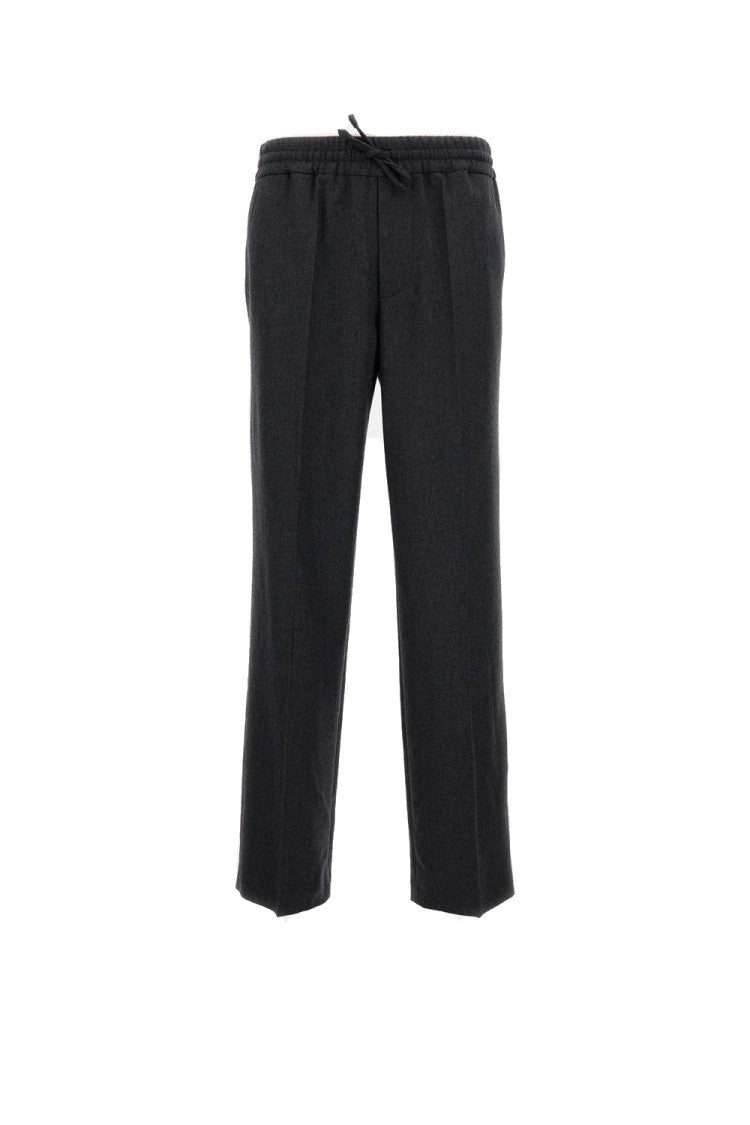 Drôle De Monsieur Loose-Fit Gray Cotton Stretch Pants With Elastic Waistband