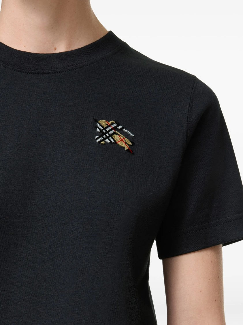 Burberry Black T-Shirt Embroidered Patch Top