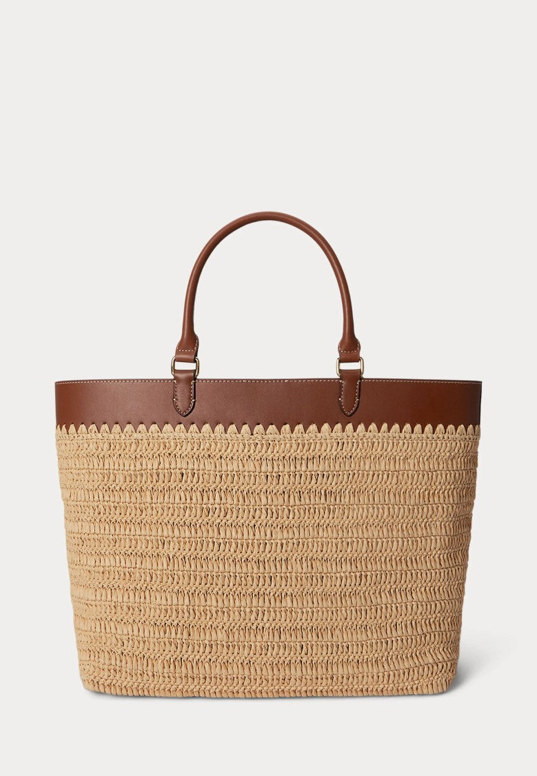 Lauren Ralph Lauren Woven Straw Tote Bag With Scalloped Edge