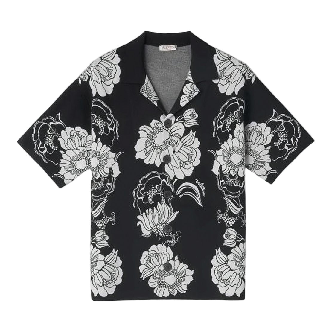 Valentino Black Floral Printed Short-Sleeved Valentino Shirt