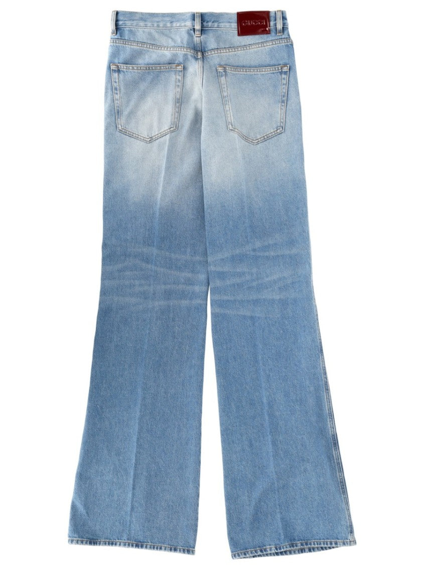 Gucci Light Blue Flare Fit Jeans With Classic Five-Pocket Design