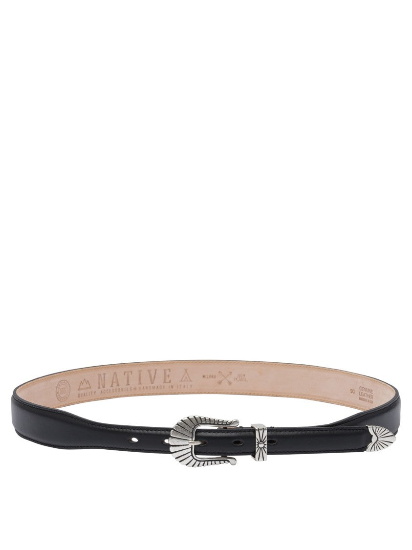 Adriano Meneghetti Black Leather Belt
