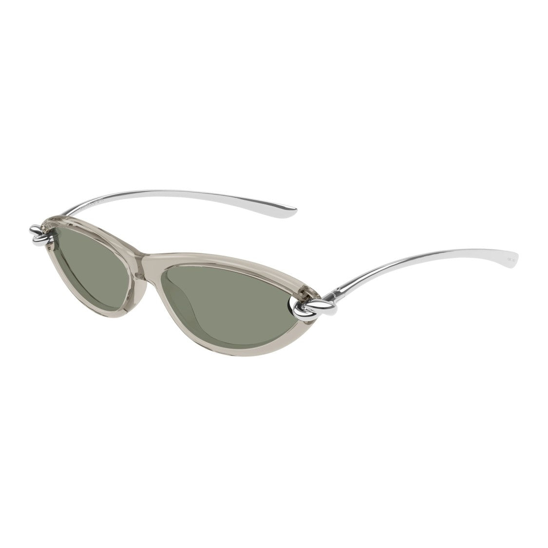 Bottega Veneta Bv1390s Translucent Taupe Cat-Eye Sunglasses With Silver Knot Detail