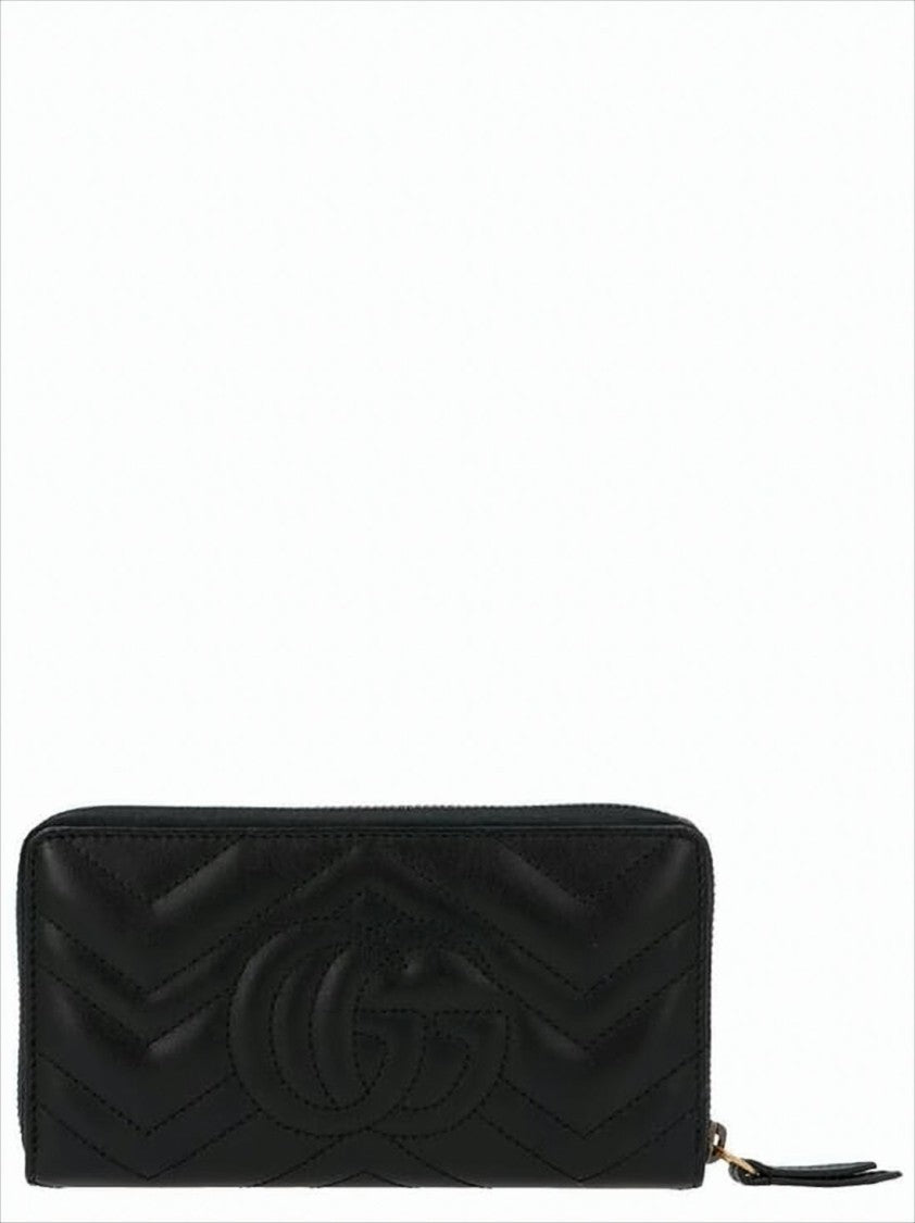 Gucci Chevron-Patterned Leather Gucci Long Wallet With Double G Logo