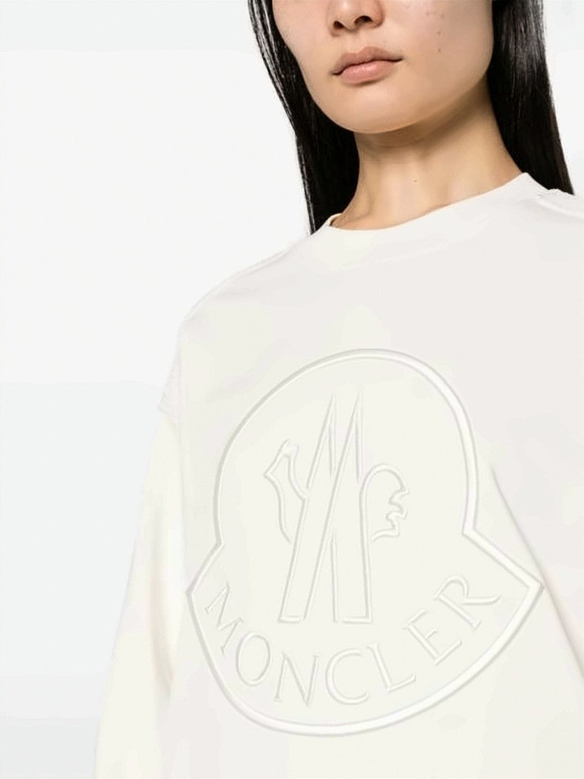 Moncler Relaxed-Fit White Sweatshirt With Embossed Logo Detail