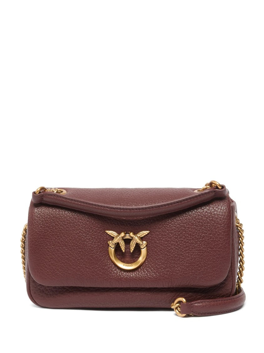 Pinko Textured Leather Handbag With Gold-Tone Chain Detail