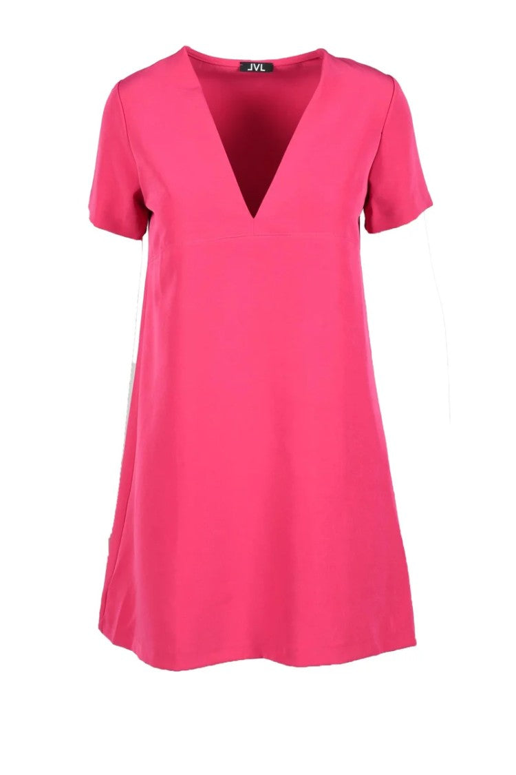 Lvl Level Vibes Level Fuchsia V-Neck Polyester Mini Dress