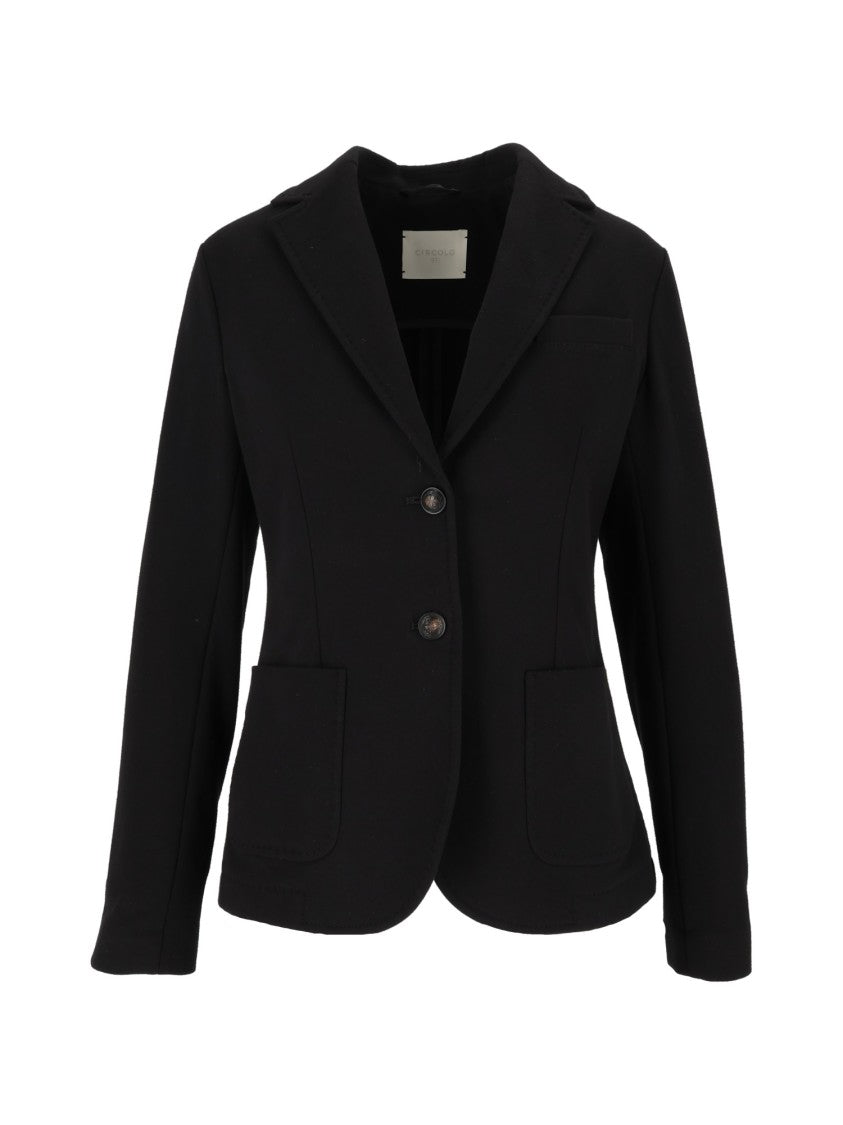 Circolo 1901 Black Slim-Fit Structured Fleece Blazer
