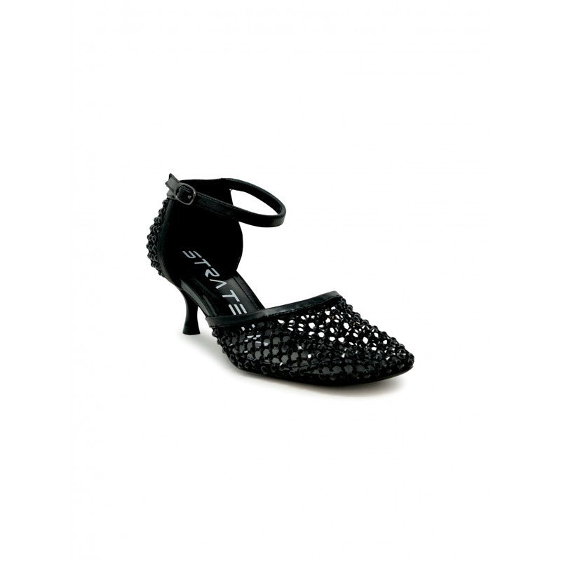 Elena Iachi R15 Black Leather/Glitter Sandals