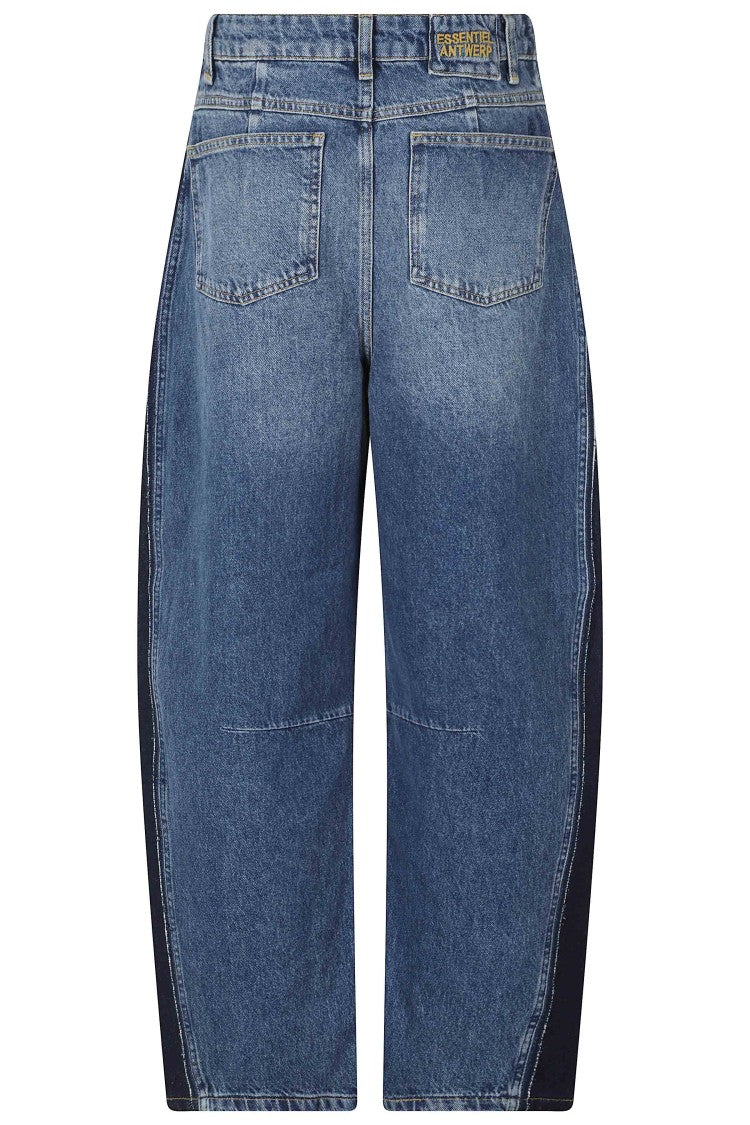 Essentiel Antwerp High-Waisted Barrel Fit Jeans With Contrasting Side Panels