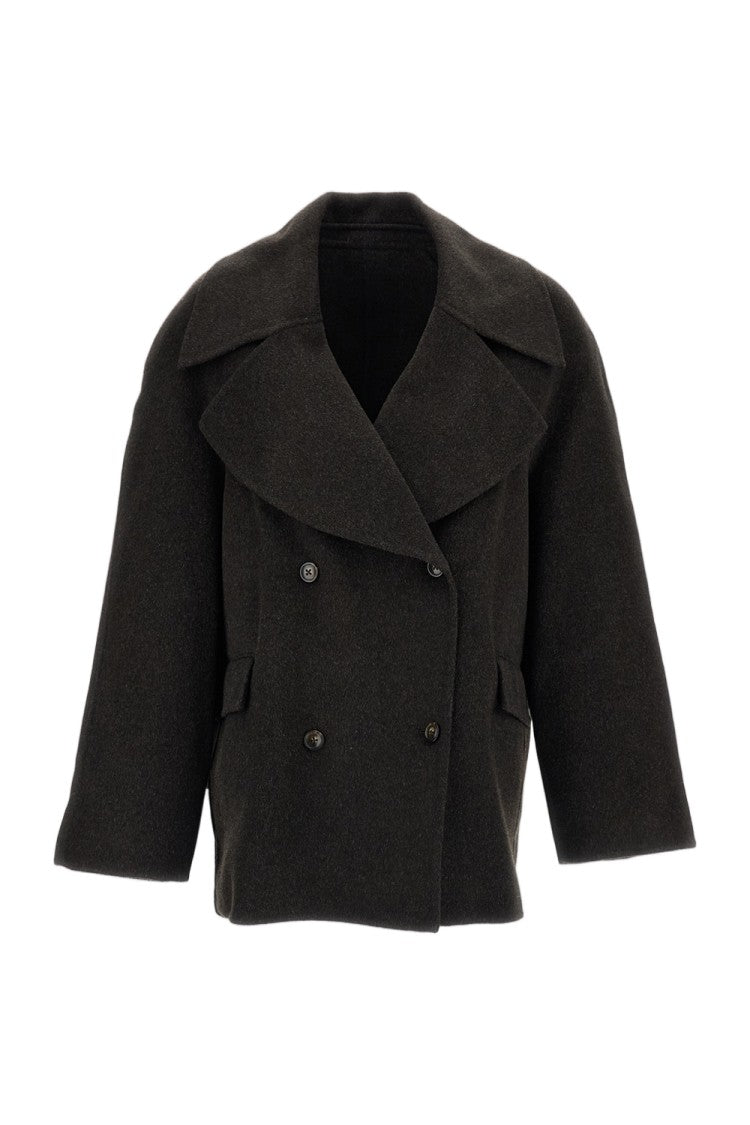 Loulou De Saison Brown Neil Wool-Cashmere Double-Breasted Blazer