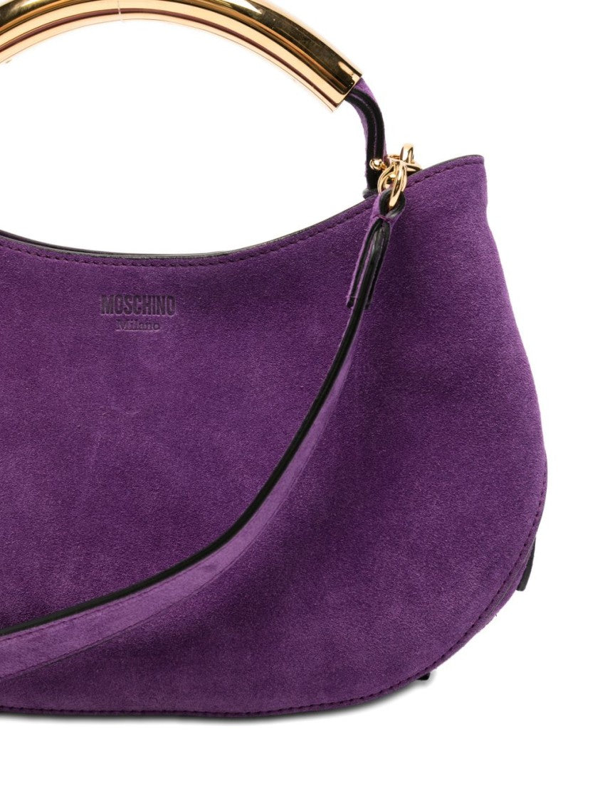 Moschino Violet Suede Curved Base Top Bag