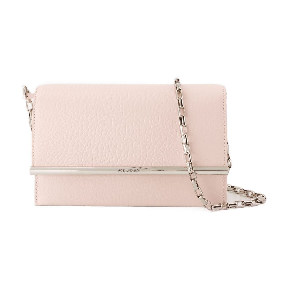Alexander Mcqueen Mini Cross Bar Purse - Leather - Pink/Silver