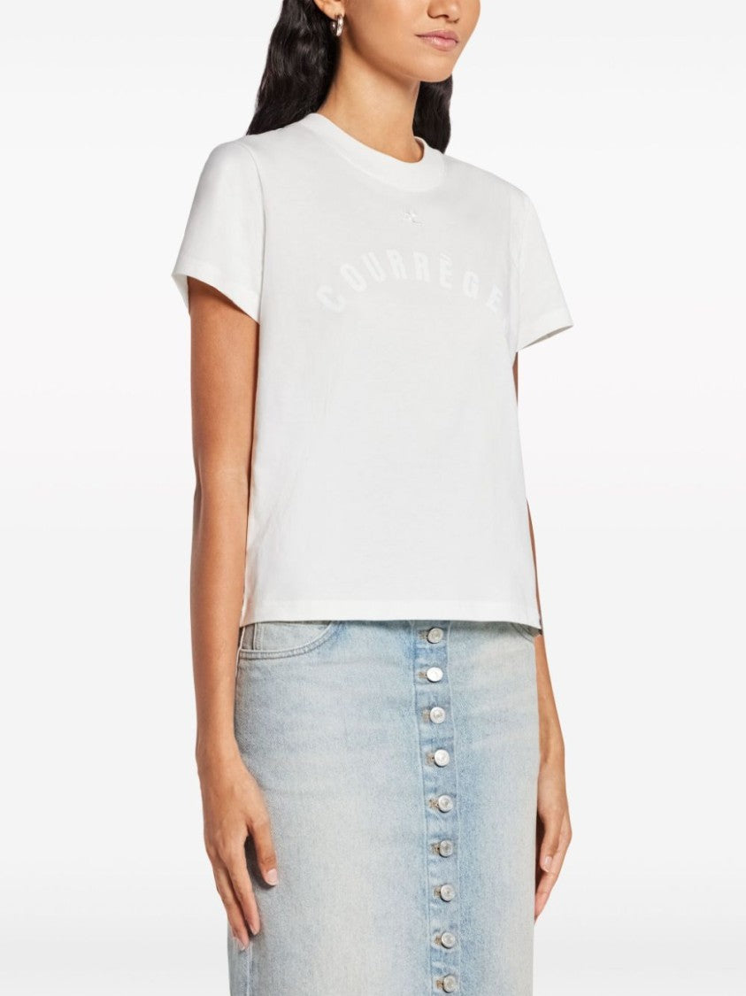 Courrèges Logo-Print Cotton T-Shirt With Iconic Branding