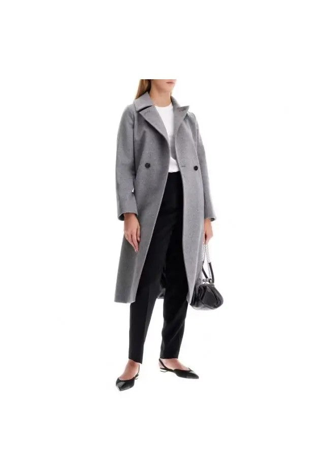 Max Mara Wrap-Around Mid-Grey Virgin Wool Max Mara Coat